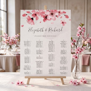 Pink Floral Cherry Blossom Wedding Seating Chart
