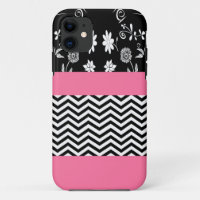 pink floral chevron