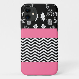 pink floral chevron iPhone 11 case