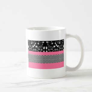 pink floral chevron coffee mug
