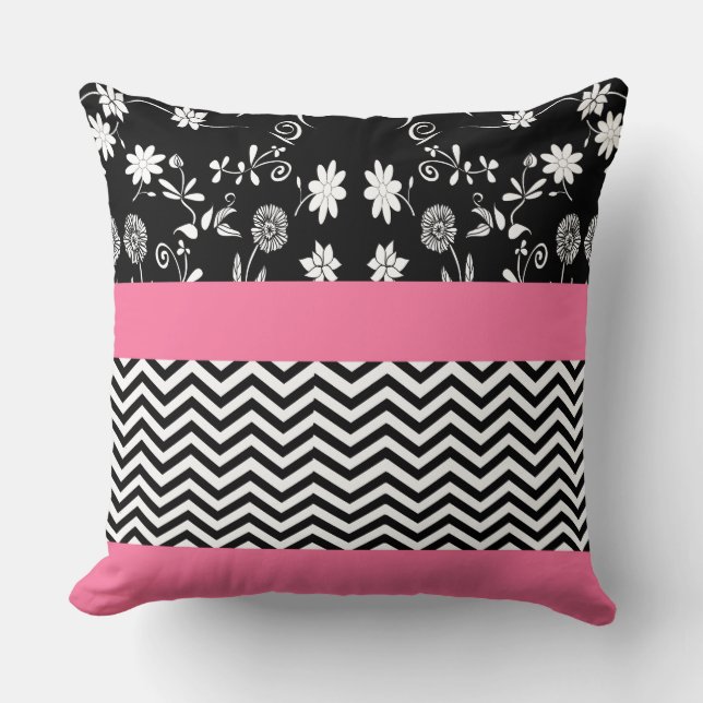 pink floral chevron cushion (Front)
