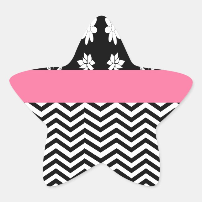 pink floral chevron star sticker (Front)