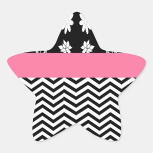 pink floral chevron star sticker