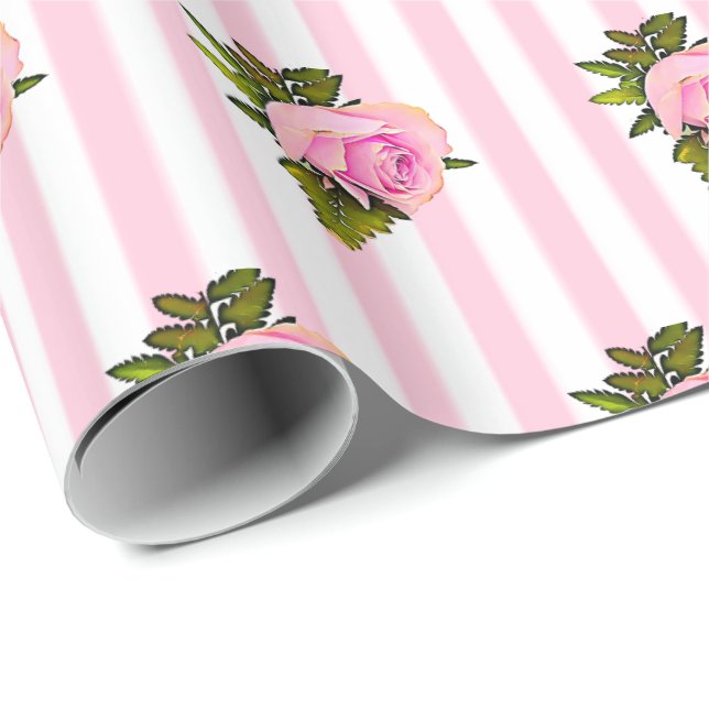 Pink Floral Chic Roses shabby  Gift Wrap (Roll Corner)