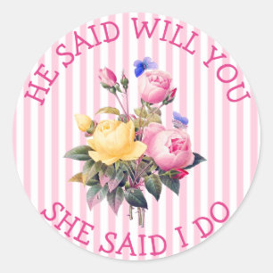 Pink Floral Chic Wedding Invitation Stickers