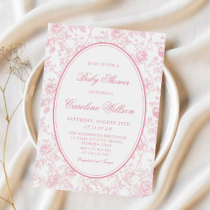 Pink Floral Chinoiserie Baby Shower Invitation