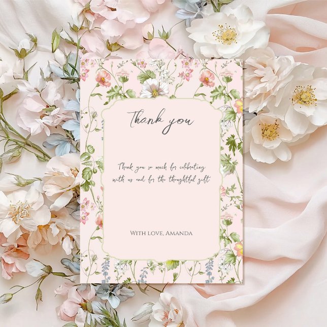 Pink Floral Chinoiserie Baby Shower Thank You Card (Creator Uploaded)