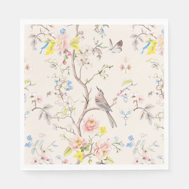 Pink Floral Chinoiserie Napkin (Front)