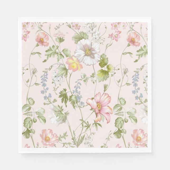 Pink Floral Chinoiserie Napkin (Front)