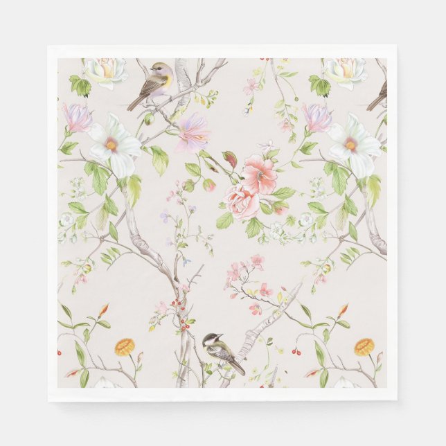 Pink Floral Chinoiserie Napkin (Front)