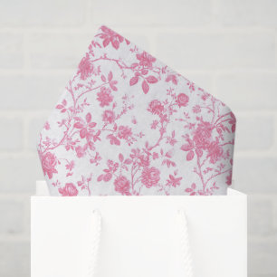 Pink Floral Chinoiserie Toile Tissue Paper