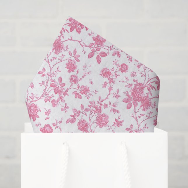 Pink Floral Chinoiserie Toile Tissue Paper (Gift Bag)