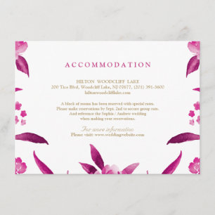 Pink floral Chinoiserie Wedding accommodation Enclosure Card