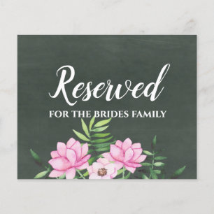 Pink Floral Chlakboard Custom Wedding Sign Budget