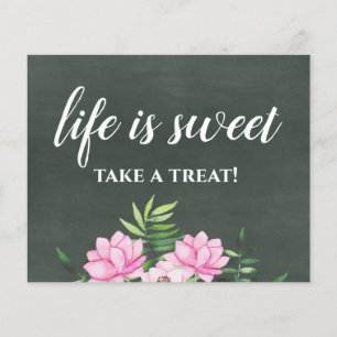 Pink Floral Chlakboard Custom Wedding Sign Budget