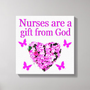 PINK FLORAL CHRISTIAN NURSE DESIGN CANVAS PRINT