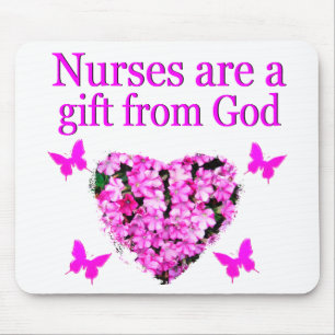PINK FLORAL CHRISTIAN NURSE DESIGN MOUSE MAT