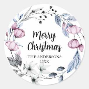 Pink Floral Christmas Envelope Seals