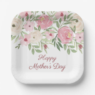 Pink Floral Church Mother's Day Brunch Paper Plate