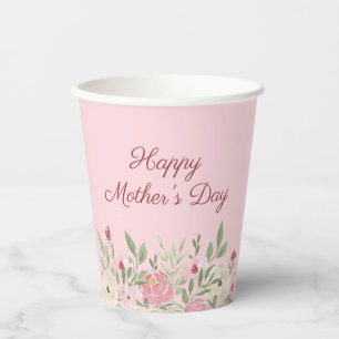 Pink Floral Church Mother's Day Paper Cups
