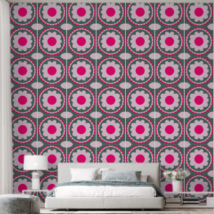 Pink Floral Circle Green Wallpaper