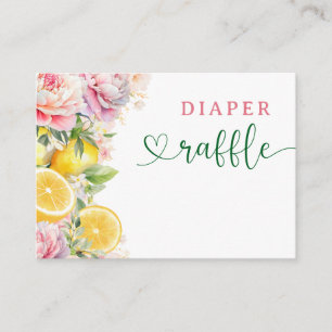 Pink Floral Citrus Baby Shower Diaper Raffle  Enclosure Card