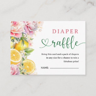 Pink Floral Citrus Baby Shower Diaper Raffle Enclosure Card