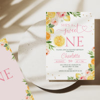 Pink Floral Citrus She's A Sweet One 1st Birthday