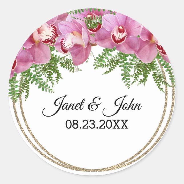 Pink Floral  Classic Round Sticker (Front)