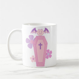 Pink Floral coffin and bat  Coffee Mug