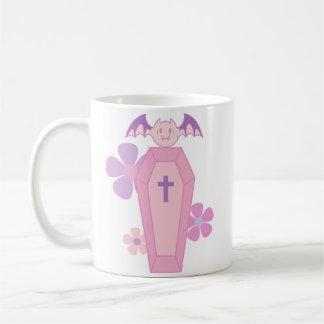 Pink Floral coffin and bat  Coffee Mug