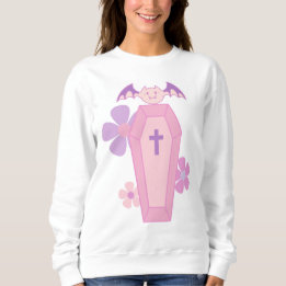 Pink Floral coffin and bat Sweatshirt