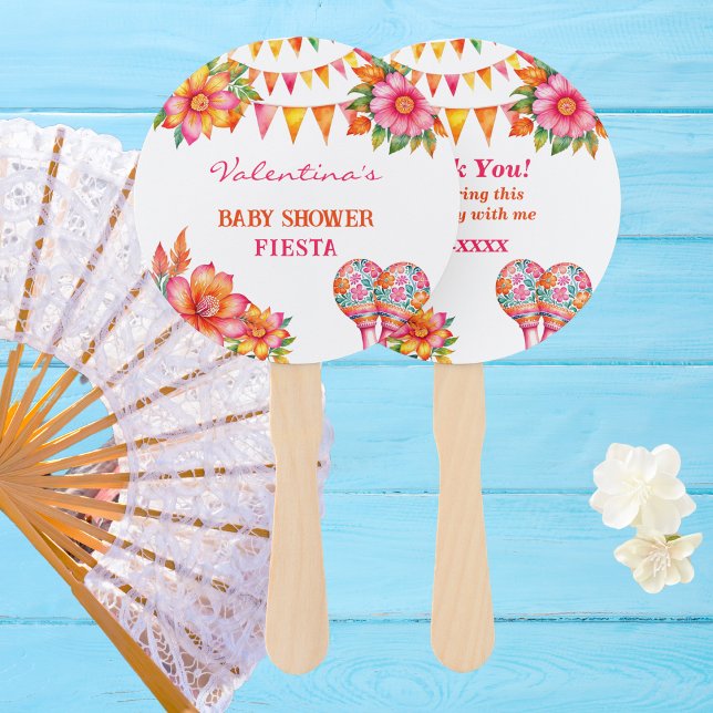 Pink Floral Colourful Fiesta Baby Shower Hand Fan (Creator Uploaded)