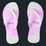 Pink Floral & Confetti Glitter | Wedding Flip Flops<br><div class="desc">Bridal Party Flip Flop Shoes ready for you to personalise. ⭐This Product is 100% Customisable. Graphics and / or text can be added, deleted, moved, resized, changed around, rotated, etc... 99% of my designs in my store are done in layers. This makes it easy for you to resize and move...</div>