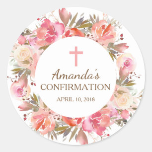 Pink Floral Confirmation Sticker