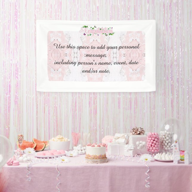 Pink Floral Congratulaions text Banner (Party)