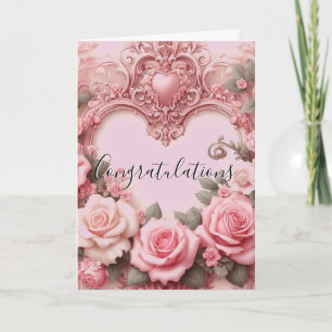 Pink Floral Congratulations Bridal Shower Card