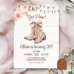 Pink Floral Coquette Boots Birthday Invitation<br><div class="desc">Desert Cactus Birthday Party,  Little Sheriff Birthday Invite,  Country Cowgirl Birthday Party,  Boots and Cowboy Birthday Invitation,  Yee Haw First Rodeo Birthday</div>