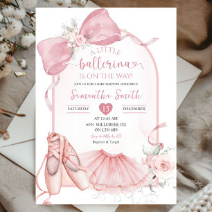Pink Floral Coquette Little Ballerina Baby Shower Invitation