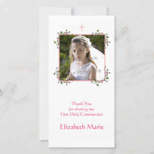 Pink Floral Corners Religious Thank You Photo Card