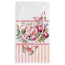 Pink Floral Cottage Small Gift Bag 