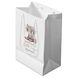 Pink Floral Cowgirl Boots and Greenery Bay Shower Medium Gift Bag