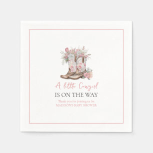 Pink Floral Cowgirl Boots and Greenery Bay Shower Napkin