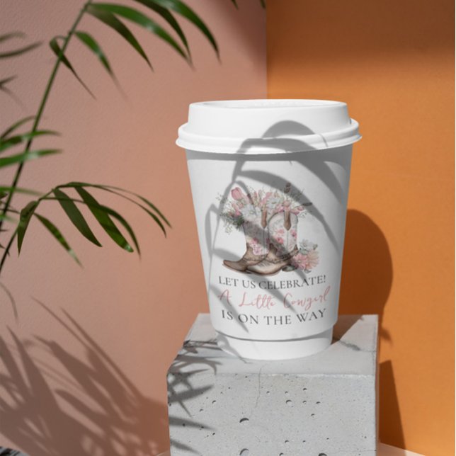 Pink Floral Cowgirl Boots and Greenery Bay Shower Paper Cups (Creator Uploaded)