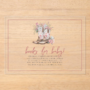 Pink Floral Cowgirl Boots Greenery Books For Baby Acrylic Invitations