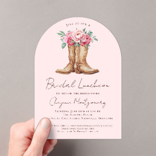 Pink Floral Cowgirl Bridal Shower Luncheon Acrylic Invitations