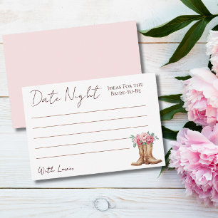 Pink Floral Cowgirl Date Night Ideas for the Bride Enclosure Card