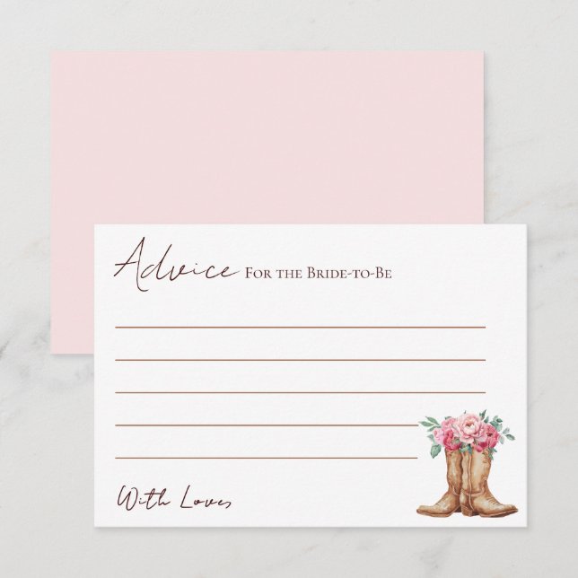 Pink Floral Cowgirl Shower Advice for the Bride Enclosure Card (Front/Back)
