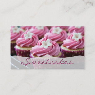 Pink Floral Cupcake Bakery Business Card