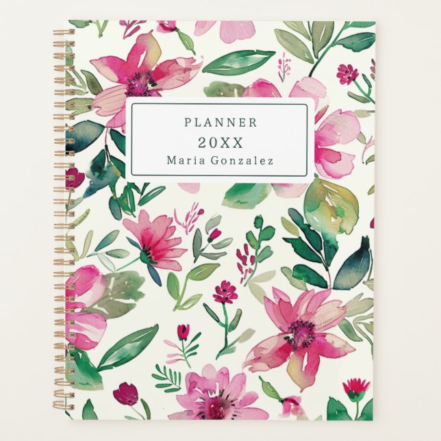 Pink Floral Custom 2025 Weekly Planner (Front)